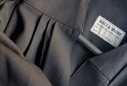 Close up of a court robe. 